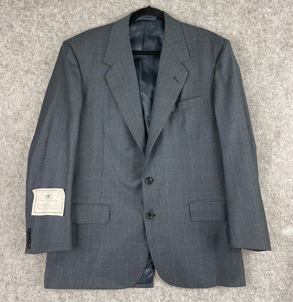 Vintage Oxxford Clothes Blazer Mens 44R Blue Plaid Super Worsted Wool‎ Bespoke